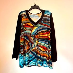 Soft black and multi color tunic.